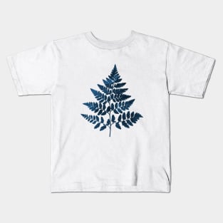 Navy Blue Fern Silhouette Kids T-Shirt